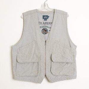 Vintage Woolrich Fly Fishing Vest Camping Utility Khaki Pocket Large